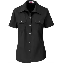 Ladies Short Sleeve Wildstone Shirt Black Front